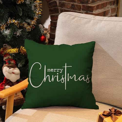 Christmas Pillow Covers Merry Christmas Throw Pillow Decorative Christmas Green Cotton Cloth Linen Cloth Pillow, alternate