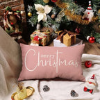 Christmas Pillow Covers Xmas Decorative Christmas Pink Cotton Cloth Linen Cloth Pillow Cover Sofa Cover, alternate view 2