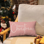 Christmas Pillow Covers Xmas Decorative Christmas Pink Cotton Cloth Linen Cloth Pillow Cover Sofa Cover, alternate view 3