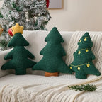 Christmas Pillows Set of 2 Green Pentagram Christmas Tree Shaped Soft Plush Christmas Decor Pillow for Party, alternate view