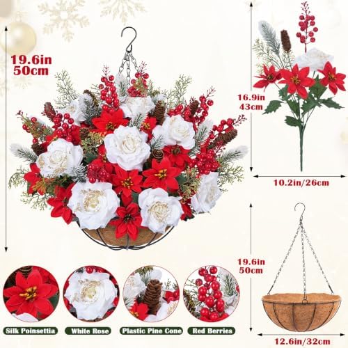 Christmas Poinsettias Hanging Baskets for Outdoors, alternate view 3