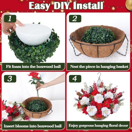 Christmas Poinsettias Hanging Baskets for Outdoors, alternate view 4