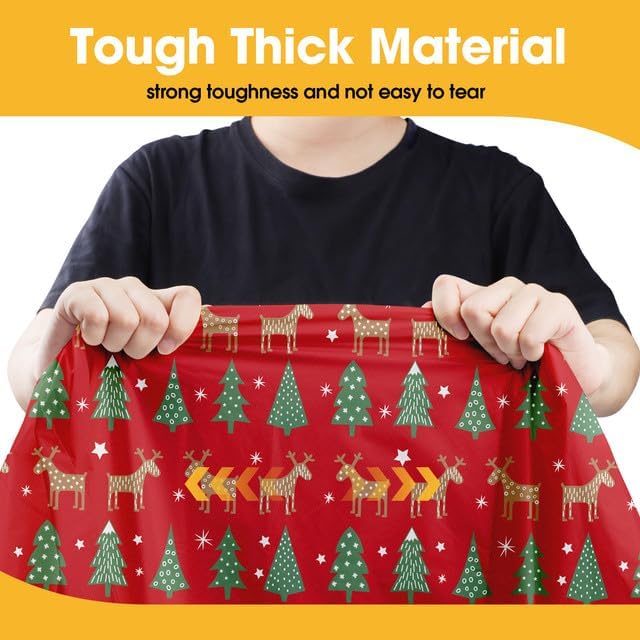 Christmas Red Plastic Table Cloth Disposable, 4 Pack, 54 x 108 in, alternate view 4