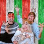 Christmas Red Silver Green Metallic Fringe Curtains 2 Pack, Tinsel Backdrop, alternate view 6