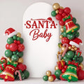 Christmas Santa Baby Shower Arch Cover Backdrop Decoration in 6.6 feet in Red, White