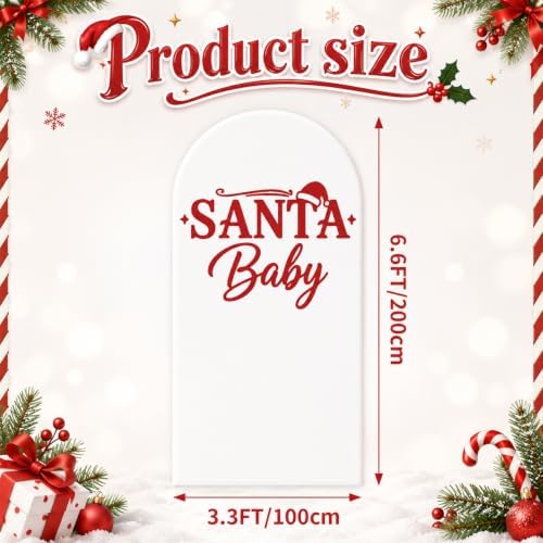 Christmas Santa Baby Shower Arch Cover Backdrop Decoration in 6.6 feet in Red, White, alternate view 3