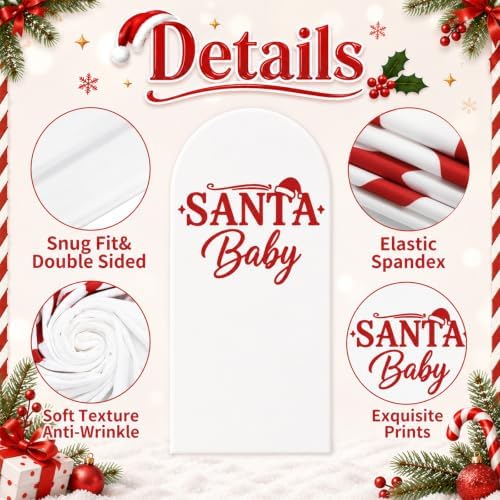 Christmas Santa Baby Shower Arch Cover Backdrop Decoration in 6.6 feet in Red, White, alternate view 4
