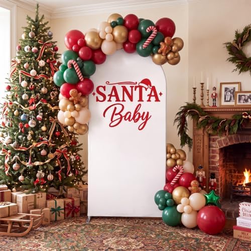 Christmas Santa Baby Shower Arch Cover Backdrop Decoration in 6.6 feet in Red, White, alternate view 6