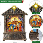 Christmas Snow Globe Lantern Indoor Decor, Christmas Nativity Scenes Manger for Xmas with Music,6H Timer, USB or, alternate