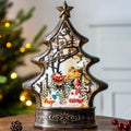 Christmas Snow Globe Lantern Water Glittering Buildings Santa's Deer with Music& Timer, USB Lined and Battery