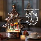 Christmas Snow Globe Lantern Water Glittering Buildings Santa's Deer with Music& Timer, USB Lined and Battery, alternate view
