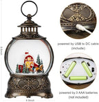 Christmas Snow Globes Christmas Water Lantern with Carriage Red barn Farm Scene Music & 6H Timer USB, alternate view 5
