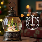 Christmas Snow Globes Christmas Water Lantern with Snowman Family with sled Christmas Tree Music & 6H Timer, USB, alternate
