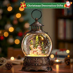 Christmas Snow Globes Christmas Water Lantern with Snowman Family with sled Christmas Tree Music & 6H Timer, USB, alternate