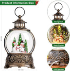 Christmas Snow Globes Christmas Water Lantern with Snowman Family with sled Christmas Tree Music & 6H Timer, USB, alternate