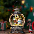 Christmas Snow Globes Christmas Water Lantern with Snowy Train Snowman, Music & 6H Timer, USB Lined/Battery