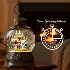 Christmas Snow Globes Christmas Water Lantern with Snowy Train Snowman, Music & 6H Timer, USB Lined/Battery, alternate view 2