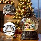 Christmas Snow Globes Christmas Water Lantern with Snowy Train Snowman, Music & 6H Timer, USB Lined/Battery, alternate view 3