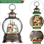 Christmas Snow Globes Christmas Water Lantern with Snowy Train Snowman, Music & 6H Timer, USB Lined/Battery, alternate view 5