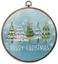 Christmas Snow Tree Round Framed Wall Art 10"x10"