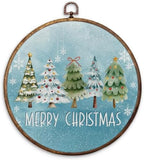 Christmas Snow Tree Round Framed Wall Art 10"x10"