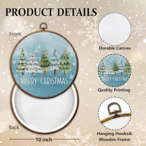 Christmas Snow Tree Round Framed Wall Art 10"x10", alternate view 2