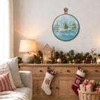 Christmas Snow Tree Round Framed Wall Art 10"x10", alternate view 3