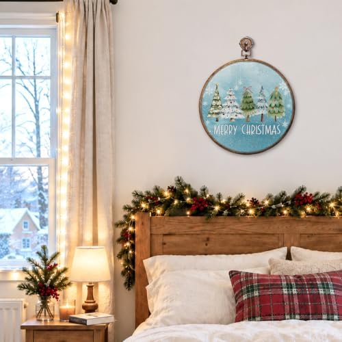 Christmas Snow Tree Round Framed Wall Art 10"x10", alternate view 4