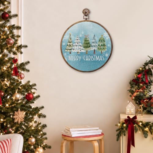 Christmas Snow Tree Round Framed Wall Art 10"x10", alternate view 5