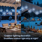 Christmas Snowflake Icicle Lights,9 ft 150 LEDs Curtain Lights with 10 Drops, 3 Strands Connectable, Waterproof, alternate