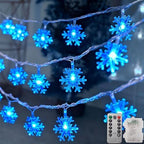 Christmas Snowflake Lights, 20ft 40LED 8 Modes & Timer Battery Operated Fairy Lights for Indoor/Outdoor Holiday
