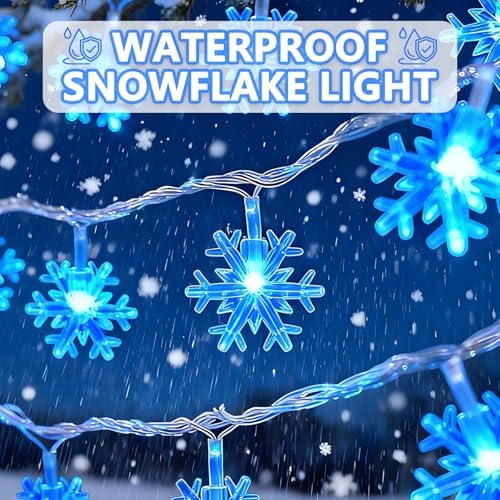 Christmas Snowflake Lights, 20ft 40LED 8 Modes & Timer Battery Operated Fairy Lights for Indoor/Outdoor Holiday, alternate
