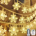 Christmas Snowflake Lights, 20ft 40LED 8 Modes & Timer Battery Operated Snowflake Decorations with Remote