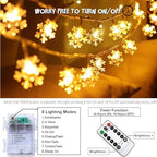 Christmas Snowflake Lights, 20ft 40LED 8 Modes & Timer Battery Operated Snowflake Decorations with Remote, alternate view 5