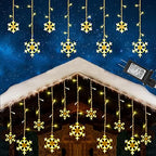 Christmas Snowflake Lights Outdoor, 17.22ft 264 LED Snowflake Icicle Lights with 22 Drops, Connectable, 8 Modes