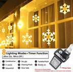 Christmas Snowflake Lights Outdoor, 17.22ft 264 LED Snowflake Icicle Lights with 22 Drops, Connectable, 8 Modes, alternate