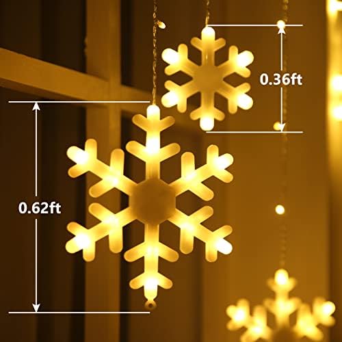 Christmas Snowflake Lights Outdoor, 17.22ft 264 LED Snowflake Icicle Lights with 22 Drops, Connectable, 8 Modes, alternate