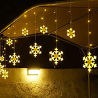 Christmas Snowflake Lights Outdoor, 17.22ft 264 LED Snowflake Icicle Lights with 22 Drops, Connectable, 8 Modes, alternate
