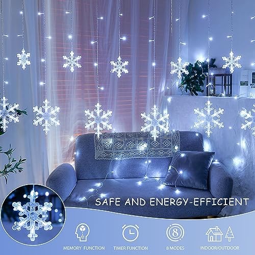 Christmas Snowflake Lights Outdoor,6.5FT 144LED Icicle Lights, alternate view 2