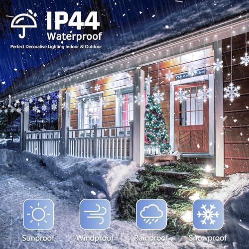 Christmas Snowflake Lights Outdoor,6.5FT 144LED Icicle Lights, alternate view 5