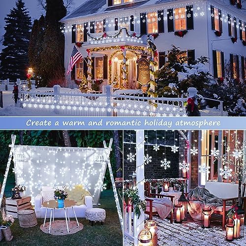 Christmas Snowflake Lights Outdoor,6.5FT 144LED Icicle Lights, alternate view 6