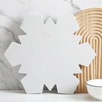Christmas Snowflake Marble Cheese Board Xmas Charcuterie Cutting Tray Winter Snowflake Marble Serving Decorative