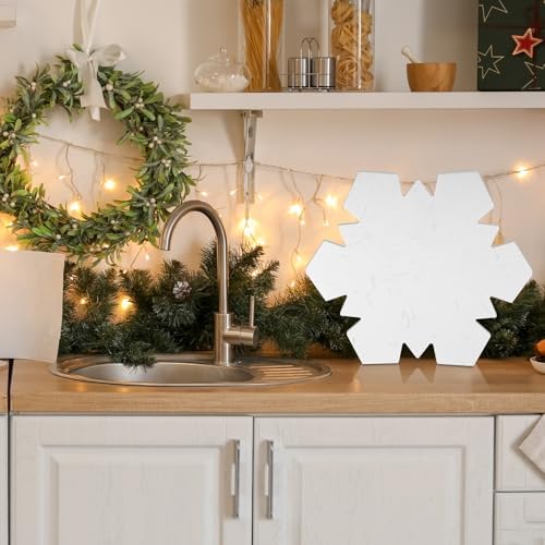 Christmas Snowflake Marble Cheese Board Xmas Charcuterie Cutting Tray Winter Snowflake Marble Serving Decorative, alternate