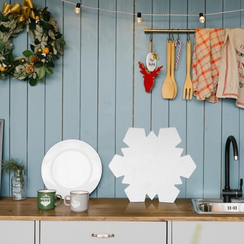 Christmas Snowflake Marble Cheese Board Xmas Charcuterie Cutting Tray Winter Snowflake Marble Serving Decorative, alternate