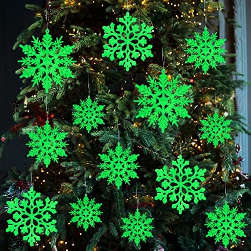 Christmas Snowflake Ornament Glow in the Dark Decorations- 36Pcs Luminous Plastic Snowflake Ornaments for