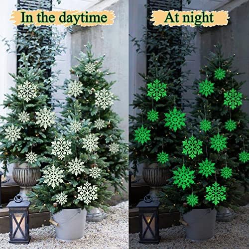 Christmas Snowflake Ornament Glow in the Dark Decorations- 36Pcs Luminous Plastic Snowflake Ornaments for, alternate view 2