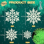 Christmas Snowflake Ornament Glow in the Dark Decorations- 36Pcs Luminous Plastic Snowflake Ornaments for, alternate view 3