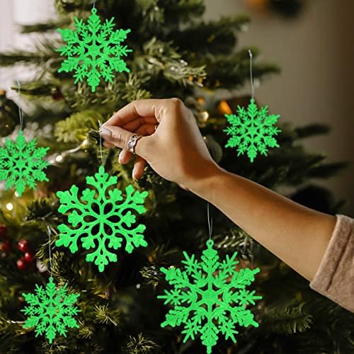 Christmas Snowflake Ornament Glow in the Dark Decorations- 36Pcs Luminous Plastic Snowflake Ornaments for, alternate view 4