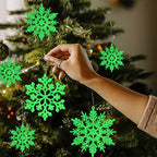 Christmas Snowflake Ornament Glow in the Dark Decorations- 36Pcs Luminous Plastic Snowflake Ornaments for, alternate view 4