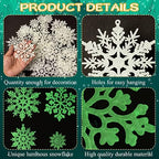 Christmas Snowflake Ornament Glow in the Dark Decorations- 36Pcs Luminous Plastic Snowflake Ornaments for, alternate view 5